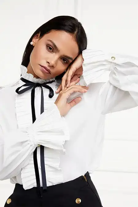 Women Olivia Tie Shirt White Holland Cooper Shirts and Blouses Women Olivia Tie Shirt White Holland Cooper Shirts and Blouses