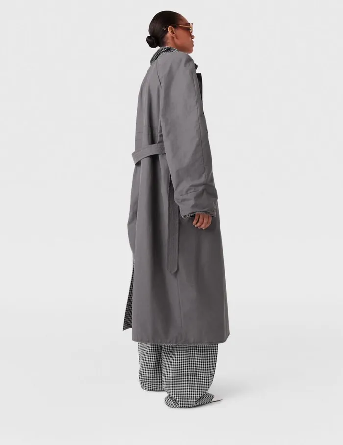 Women Oversized Check Belted Trench Coat Cream And Black Stella McCartney Coats And Jackets Women Oversized Check Belted Trench Coat Cream And Black Stella McCartney Coats And Jackets
