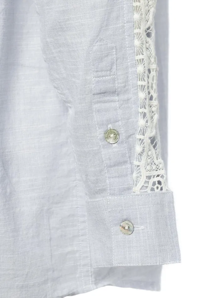 Women Oversized Cotton Lace Shirt Tick Stripe Sky Blue Holland Cooper Shirts and Blouses Women Oversized Cotton Lace Shirt Tick Stripe Sky Blue Holland Cooper Shirts and Blouses