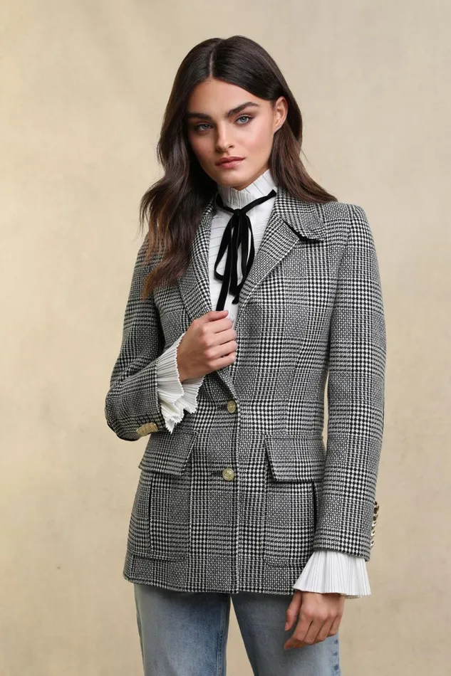 Women Paddington Blazer Prince Of Wales Mono Holland Cooper Tailoring