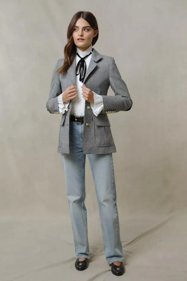 Women Paddington Blazer Prince Of Wales Mono Holland Cooper Tailoring Women Paddington Blazer Prince Of Wales Mono Holland Cooper Tailoring