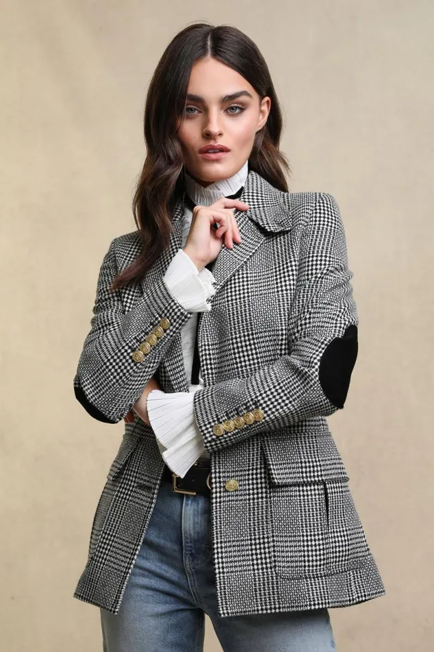 Women Paddington Blazer Prince Of Wales Mono Holland Cooper Tailoring Women Paddington Blazer Prince Of Wales Mono Holland Cooper Tailoring