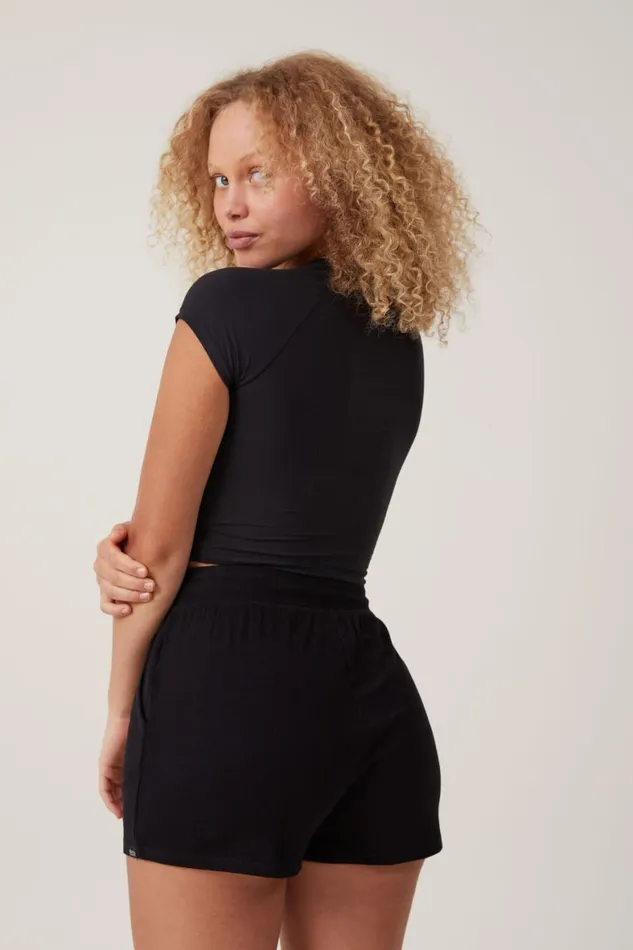 Women Pajamas Cotton On Soft Lounge Raglan Crop Tee Black