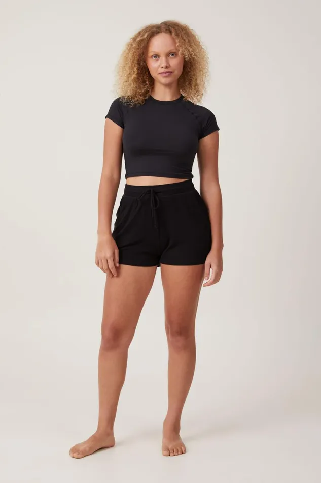 Women Pajamas Cotton On Soft Lounge Raglan Crop Tee Black