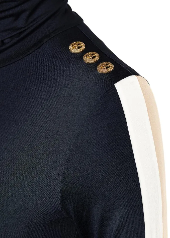 Women Panel Long Sleeve Roll Neck Navy Ecru Holland Cooper Tops Women Panel Long Sleeve Roll Neck Navy Ecru Holland Cooper Tops