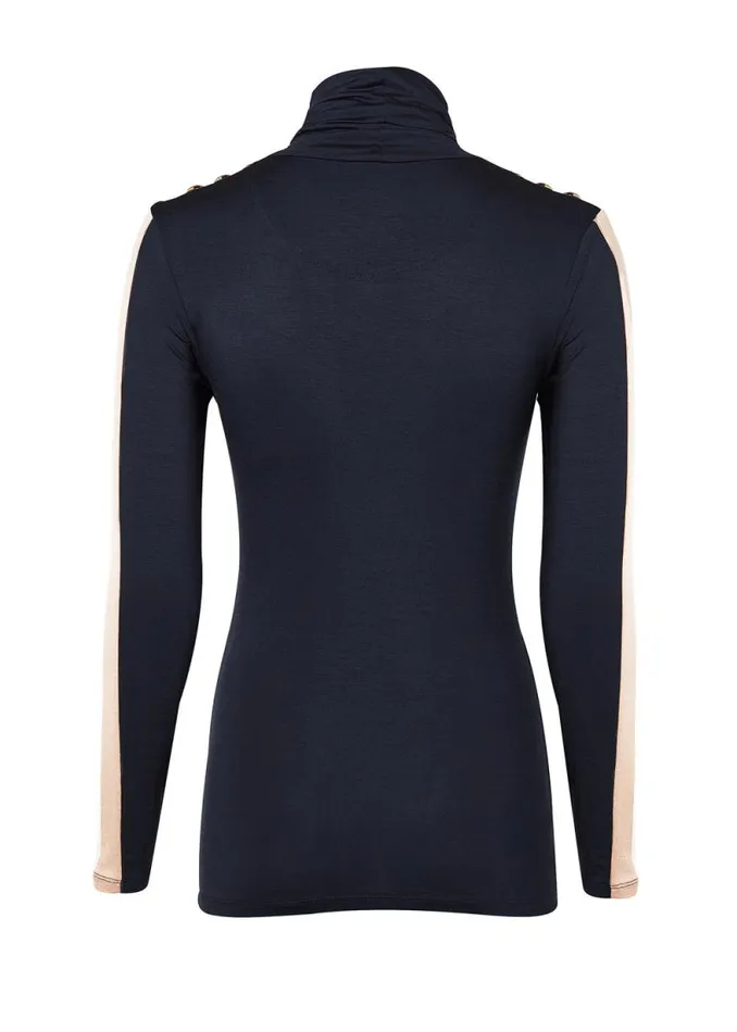 Women Panel Long Sleeve Roll Neck Navy Ecru Holland Cooper Tops Women Panel Long Sleeve Roll Neck Navy Ecru Holland Cooper Tops
