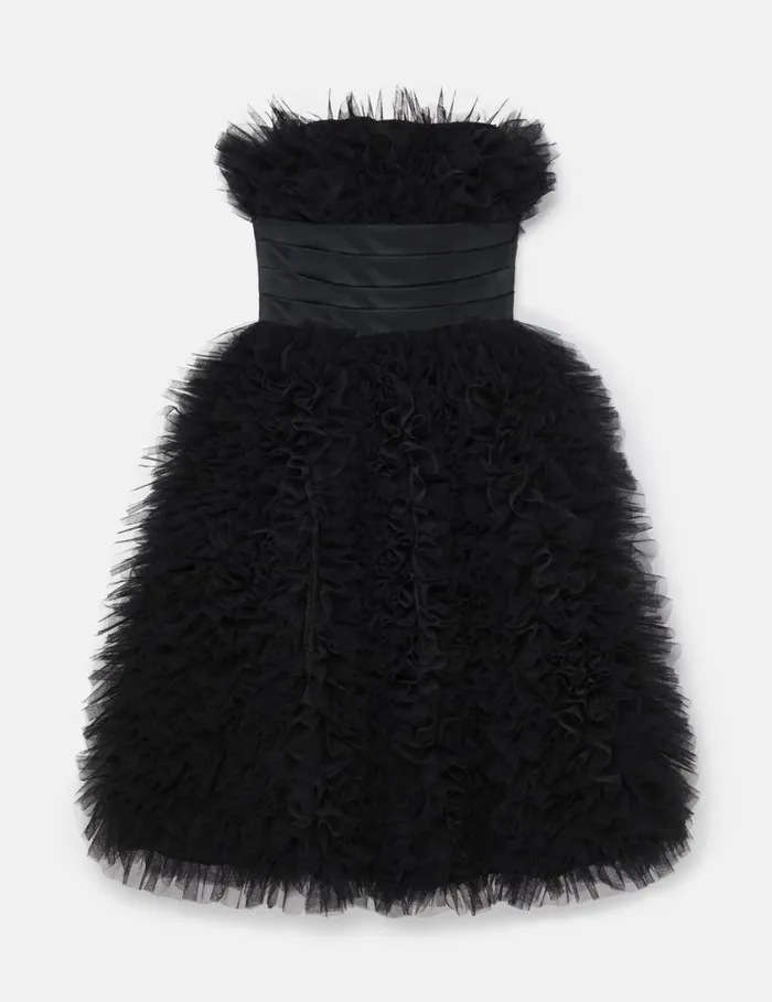 Women Paneled Waist Taffeta Midi Dress Midnight Black Stella McCartney Dresses