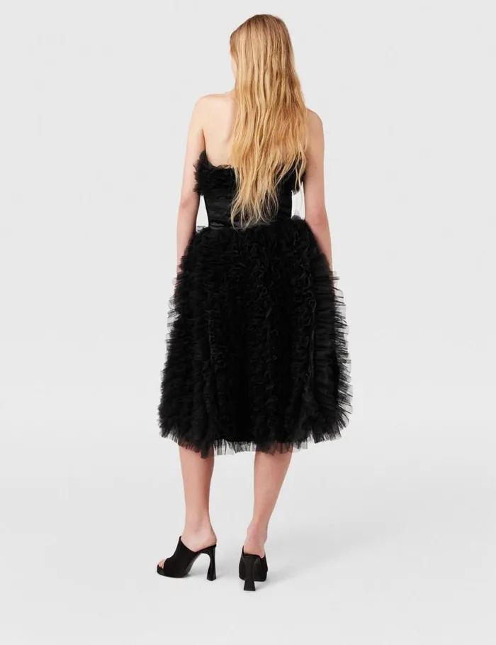Women Paneled Waist Taffeta Midi Dress Midnight Black Stella McCartney Dresses Women Paneled Waist Taffeta Midi Dress Midnight Black Stella McCartney Dresses