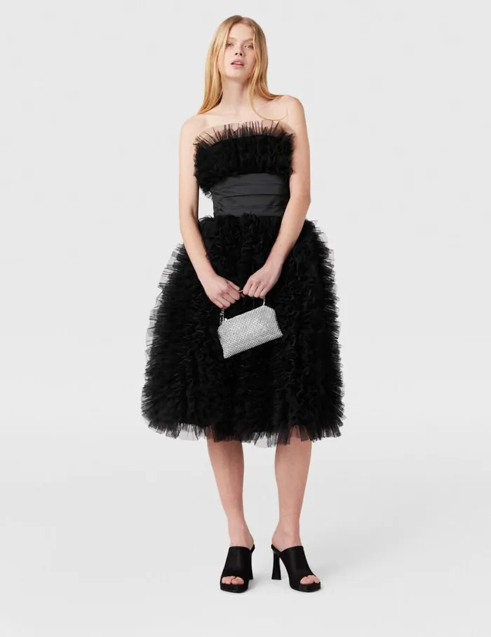 Women Paneled Waist Taffeta Midi Dress Midnight Black Stella McCartney Dresses Women Paneled Waist Taffeta Midi Dress Midnight Black Stella McCartney Dresses