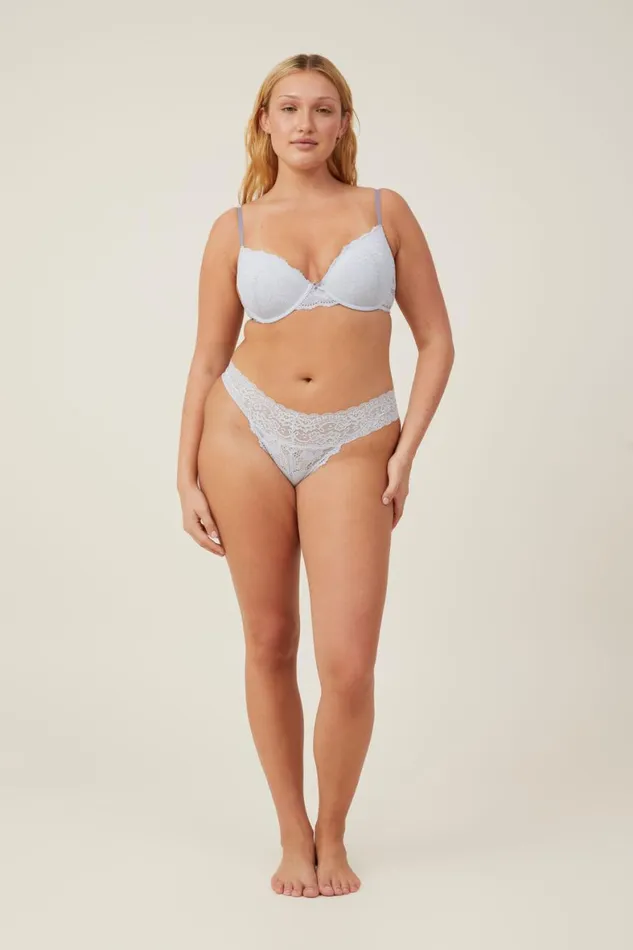 Women Panties Cotton On Everyday Lace Thong Brief Arctic Ice