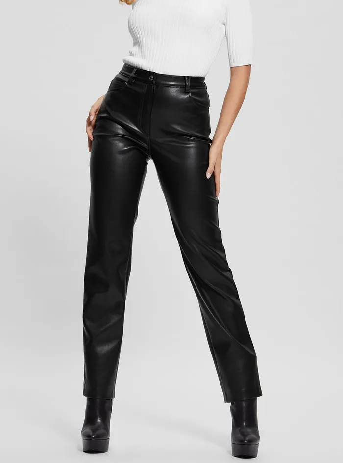 Women Pants GUESS Black Kelly Faux Leather Pants