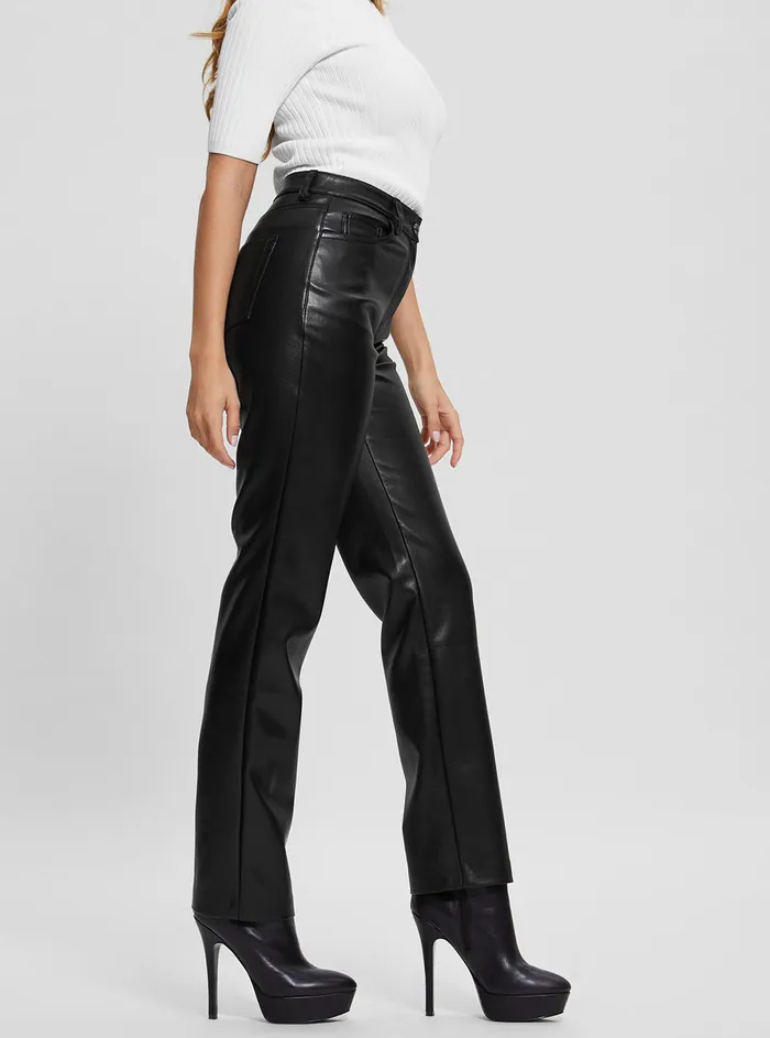 Women Pants GUESS Black Kelly Faux Leather Pants Women Pants GUESS Black Kelly Faux Leather Pants