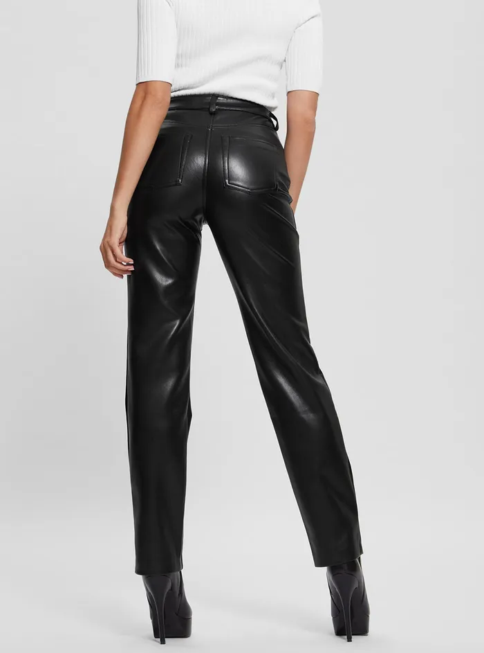 Women Pants GUESS Black Kelly Faux Leather Pants Women Pants GUESS Black Kelly Faux Leather Pants