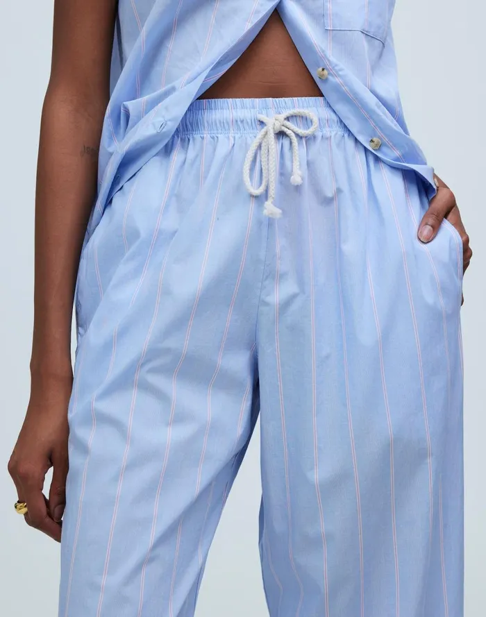 Women Pants Madewell Donni Stripe Pop Pants Tomato Pinstripe
