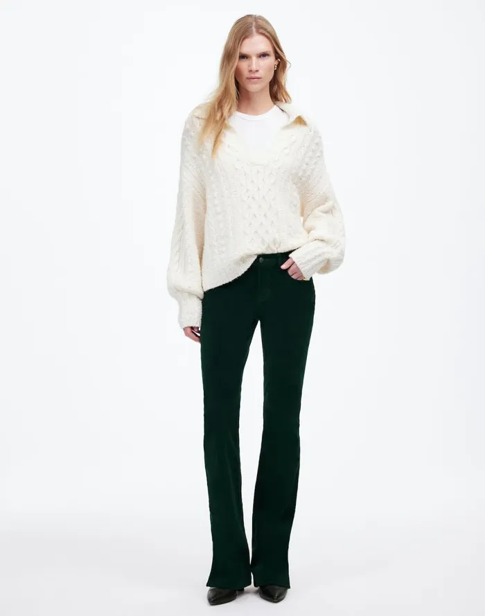 Women Pants Madewell Kick Out FullLength Pants In Garment Dye Corduroy Luxury Forest