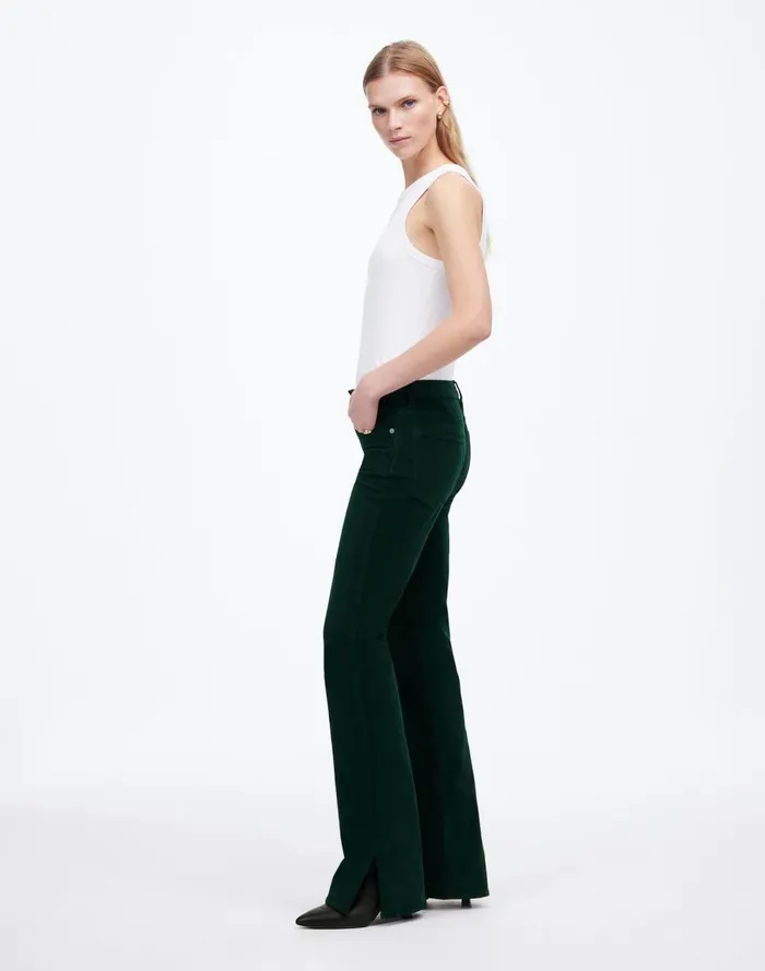 Women Pants Madewell Kick Out FullLength Pants In Garment Dye Corduroy Luxury Forest