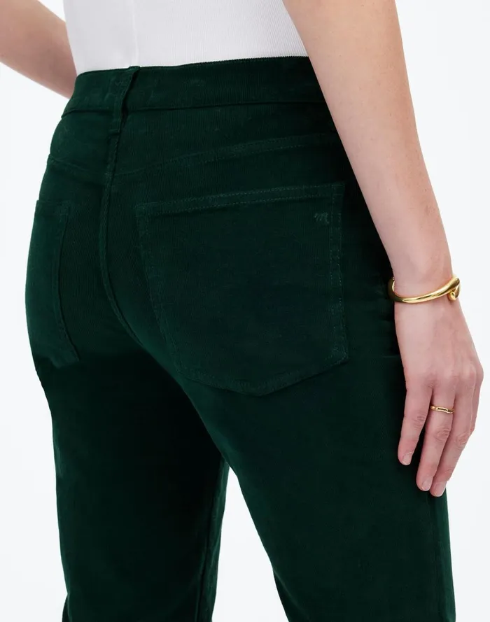 Women Pants Madewell Kick Out FullLength Pants In Garment Dye Corduroy Luxury Forest