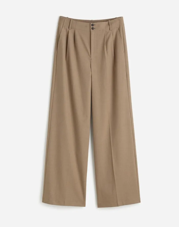 Women Pants Madewell The Plus Harlow WideLeg Pant In Flannel Dark Oat Melange