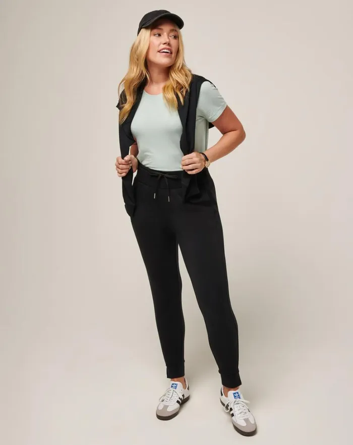 Women Pants TravisMathew CLOUD TERRY TIE JOGGER Black Women Pants TravisMathew CLOUD TERRY TIE JOGGER Black