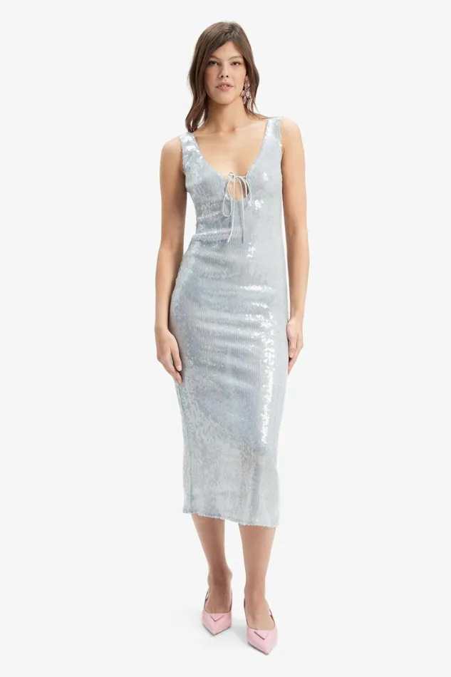 Women Party Dresses Bardot Isha Sequin Midi Dress In Light Blue Light Blue Women Party Dresses Bardot Isha Sequin Midi Dress In Light Blue Light Blue