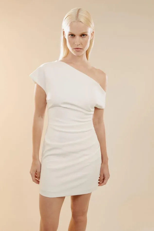 Women Party Dresses Bardot Letita Mini Dress In Orchid White Orchid White