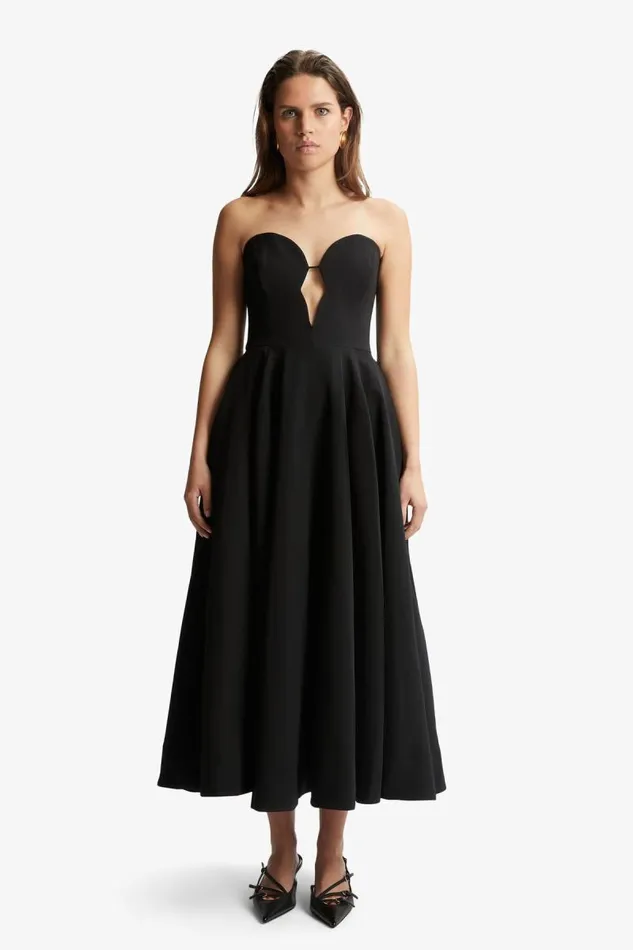 Women Party Dresses Bardot Opal Volume Midi Dress In Black Black Women Party Dresses Bardot Opal Volume Midi Dress In Black Black