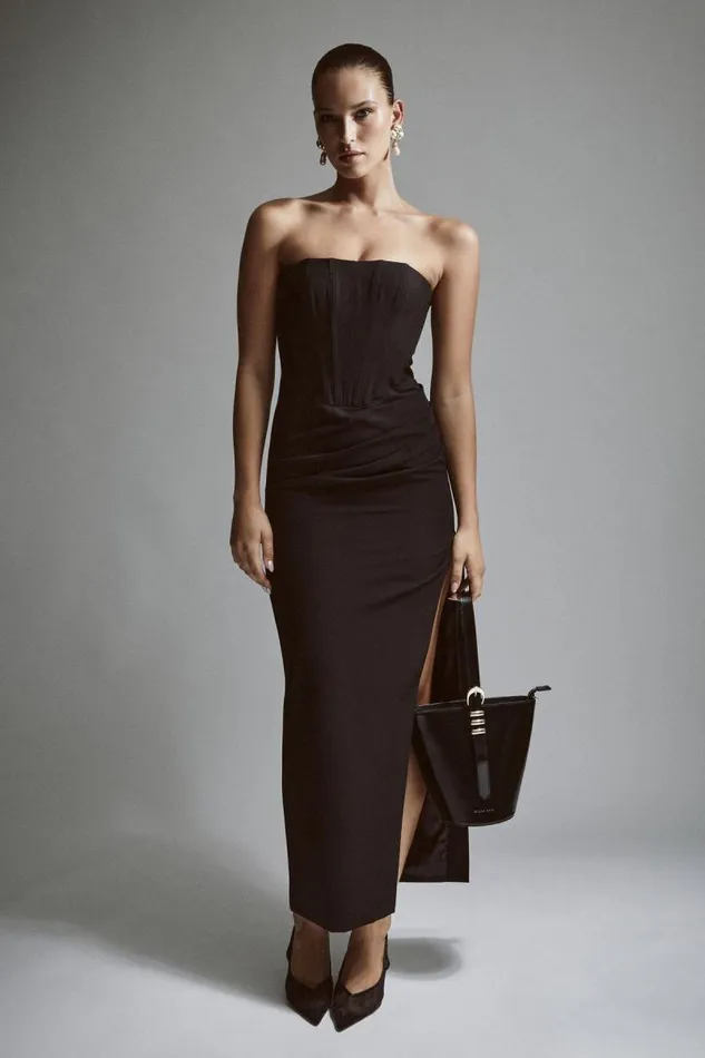 Women Party Dresses Bardot Saira Midi Dress In Black Black