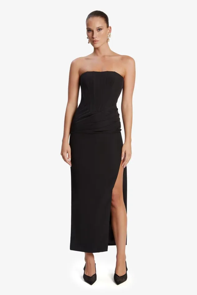 Women Party Dresses Bardot Saira Midi Dress In Black Black Women Party Dresses Bardot Saira Midi Dress In Black Black