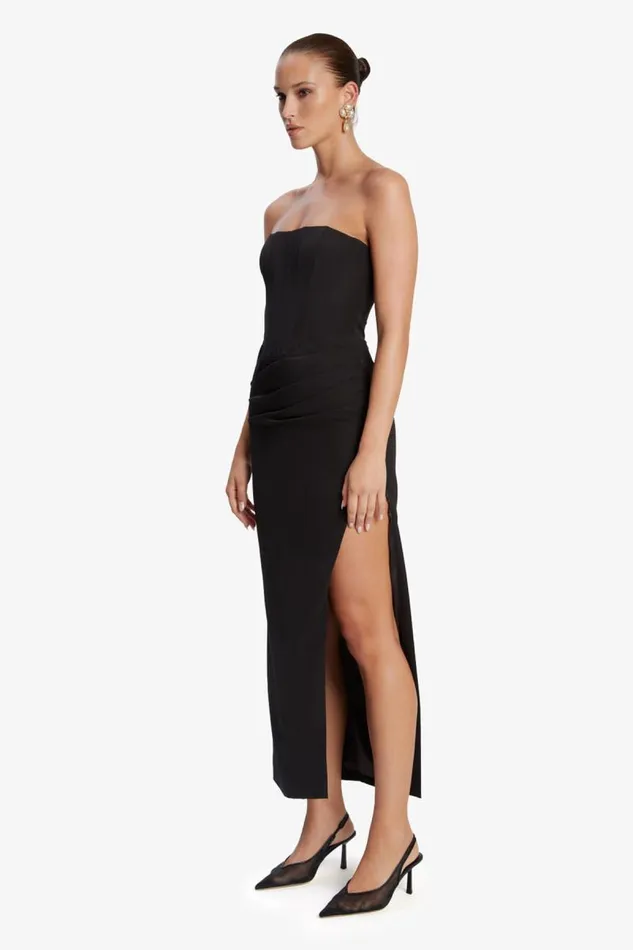 Women Party Dresses Bardot Saira Midi Dress In Black Black Women Party Dresses Bardot Saira Midi Dress In Black Black