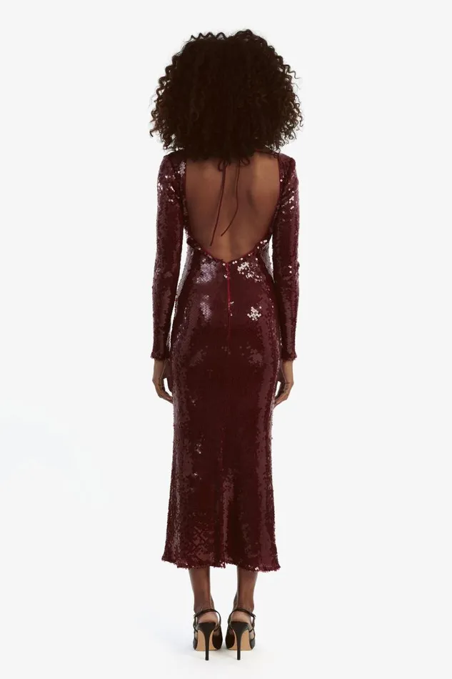 Women Party Dresses Bardot Verona Sequin Maxi Dress In Burgundy Burgundy Women Party Dresses Bardot Verona Sequin Maxi Dress In Burgundy Burgundy