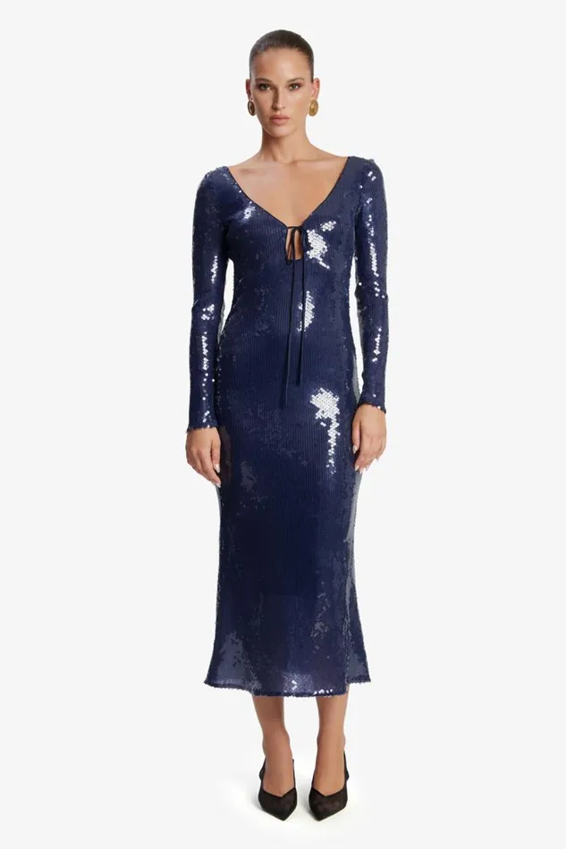 Women Party Dresses Bardot Verona Sequin Maxi Dress In Navy Navy Women Party Dresses Bardot Verona Sequin Maxi Dress In Navy Navy