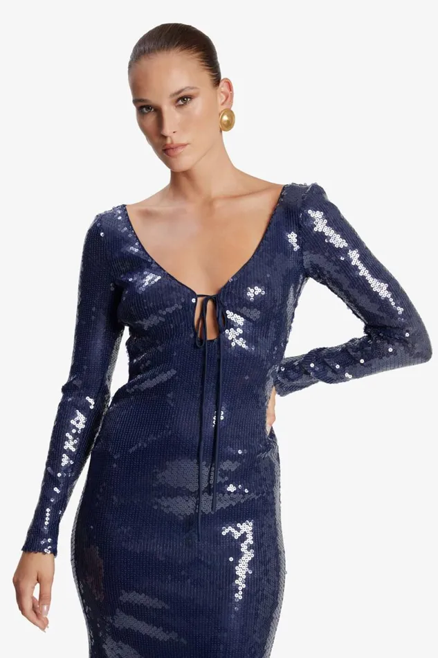 Women Party Dresses Bardot Verona Sequin Maxi Dress In Navy Navy Women Party Dresses Bardot Verona Sequin Maxi Dress In Navy Navy