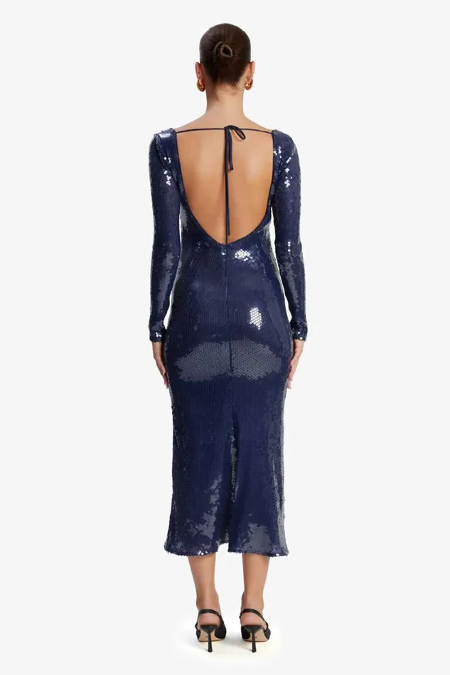 Women Party Dresses Bardot Verona Sequin Maxi Dress In Navy Navy Women Party Dresses Bardot Verona Sequin Maxi Dress In Navy Navy