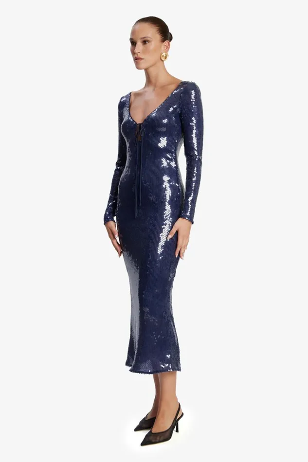 Women Party Dresses Bardot Verona Sequin Maxi Dress In Navy Navy Women Party Dresses Bardot Verona Sequin Maxi Dress In Navy Navy