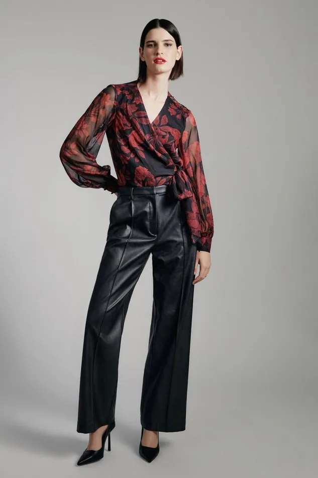 Women Party Tops Bardot Diana Wrap Top In Red Floral Red Floral