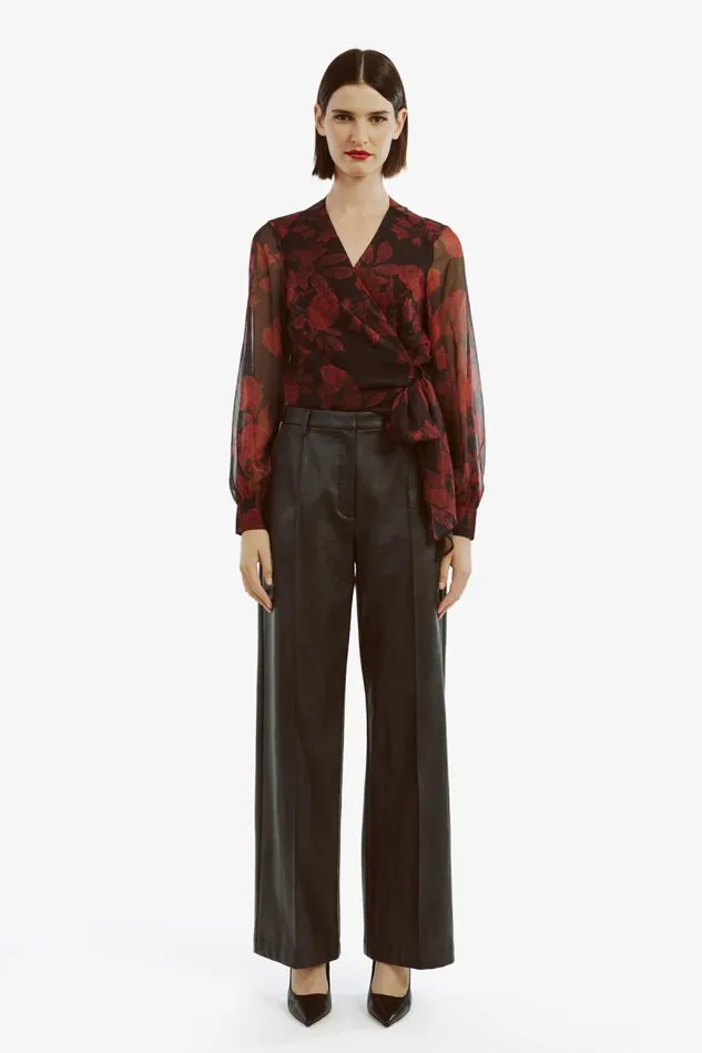 Women Party Tops Bardot Diana Wrap Top In Red Floral Red Floral Women Party Tops Bardot Diana Wrap Top In Red Floral Red Floral