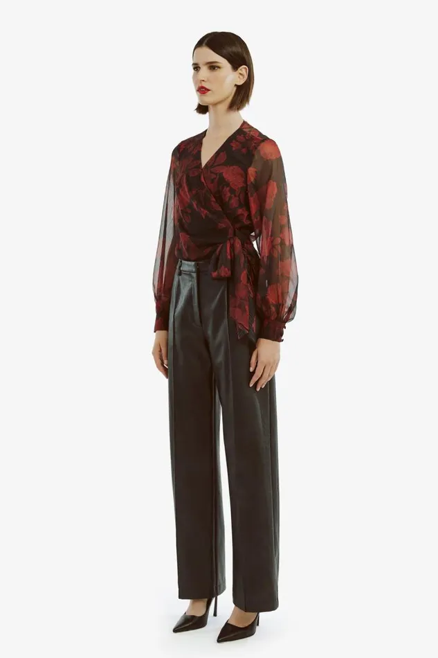 Women Party Tops Bardot Diana Wrap Top In Red Floral Red Floral Women Party Tops Bardot Diana Wrap Top In Red Floral Red Floral