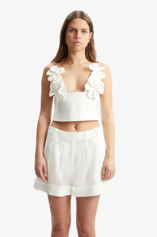 Women Party Tops Bardot Ingrid Fitted Flower Top In Orchid White Orchid White Women Party Tops Bardot Ingrid Fitted Flower Top In Orchid White Orchid White