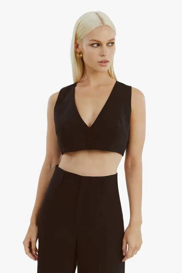 Women Party Tops Bardot Marla Cropped Vest In Black Black Women Party Tops Bardot Marla Cropped Vest In Black Black