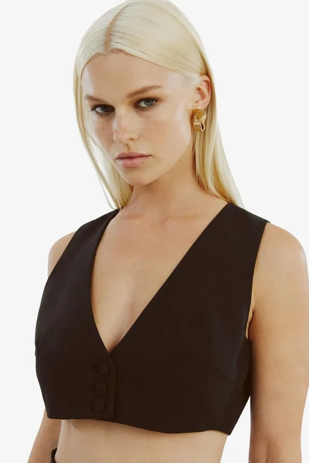Women Party Tops Bardot Marla Cropped Vest In Black Black Women Party Tops Bardot Marla Cropped Vest In Black Black