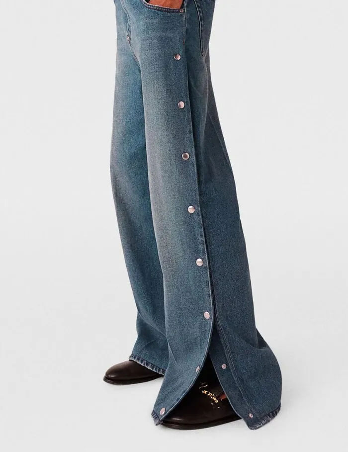 Women PopperStudded Bootcut Denim Jeans Classic Wash Blue Denim Stella McCartney Pants And Shorts Women PopperStudded Bootcut Denim Jeans Classic Wash Blue Denim Stella McCartney Pants And Shorts