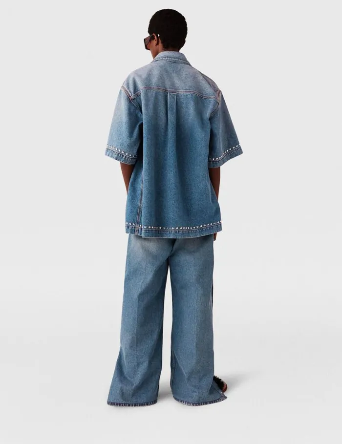 Women PopperStudded Bootcut Denim Jeans Classic Wash Blue Denim Stella McCartney Pants And Shorts Women PopperStudded Bootcut Denim Jeans Classic Wash Blue Denim Stella McCartney Pants And Shorts