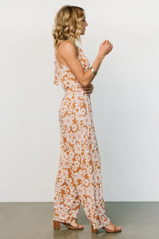 Women Porto Tie Jumpsuit Camel Floral Baltic Born Jumpsuits and Rompers Women Porto Tie Jumpsuit Camel Floral Baltic Born Jumpsuits and Rompers