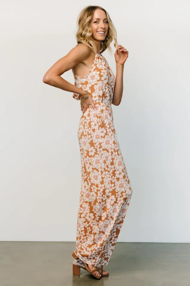 Women Porto Tie Jumpsuit Camel Floral Baltic Born Jumpsuits and Rompers Women Porto Tie Jumpsuit Camel Floral Baltic Born Jumpsuits and Rompers