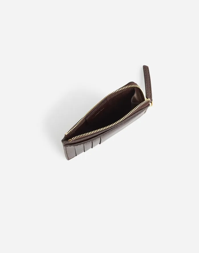 Women Pouches and Wallets Madewell The Zip Card Case Wallet Dark Carob