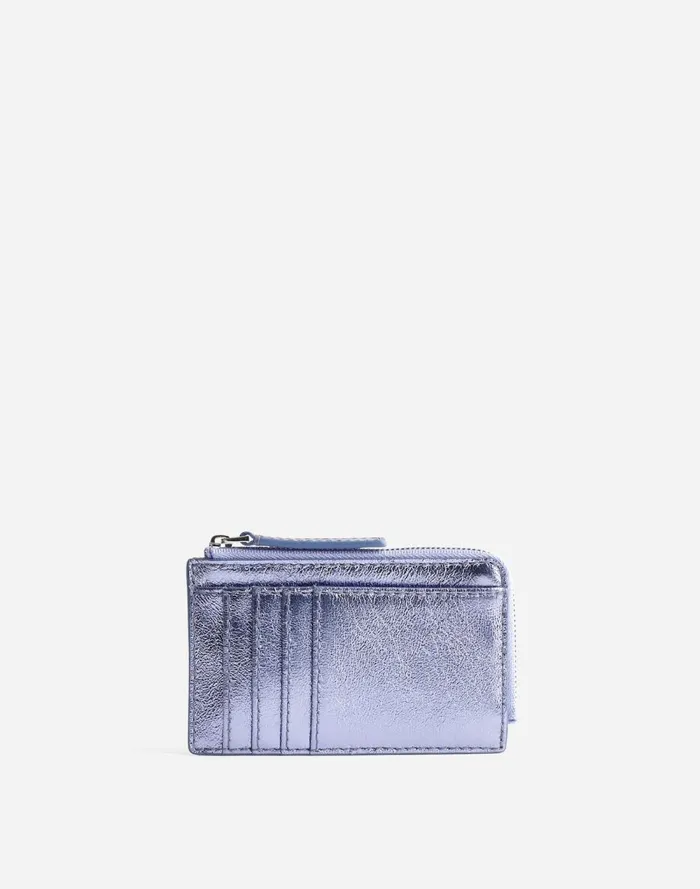 Women Pouches and Wallets Madewell The Zip Card Case Wallet Lilac Metallic