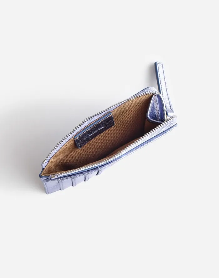 Women Pouches and Wallets Madewell The Zip Card Case Wallet Lilac Metallic