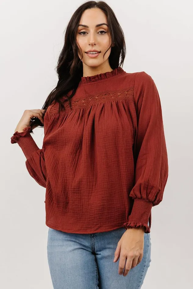 Women Revere Lace Top Dark Clay Baltic Born Blouses and Shirts