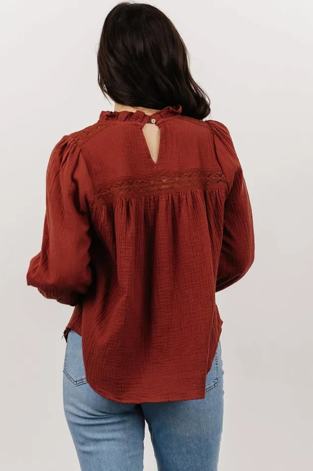 Women Revere Lace Top Dark Clay Baltic Born Blouses and Shirts Women Revere Lace Top Dark Clay Baltic Born Blouses and Shirts