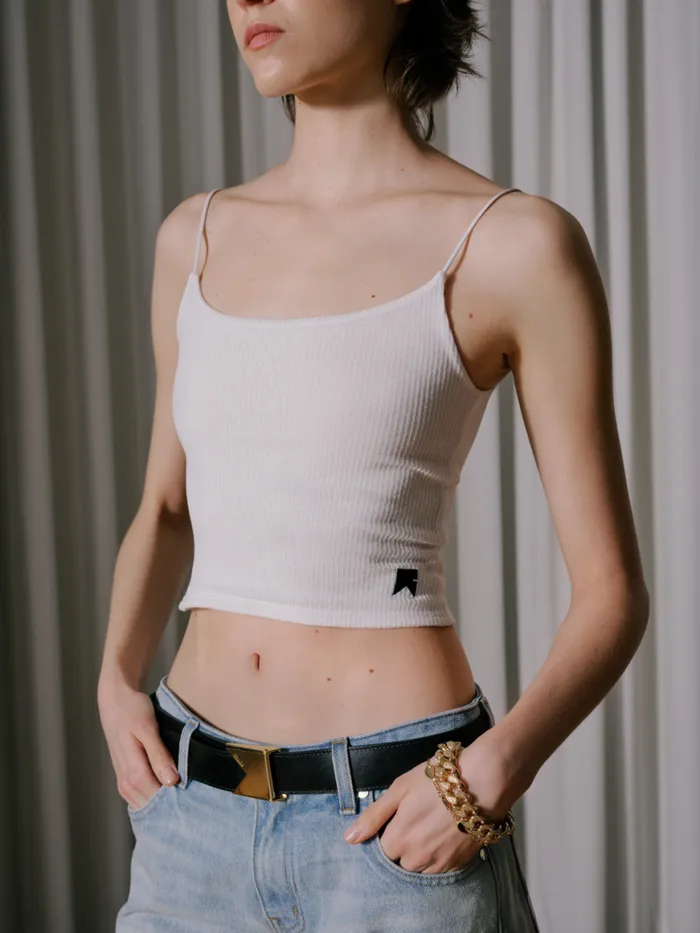 Women Rhude Tops SHEER RIB KNIT TANKTOP Whiteblack
